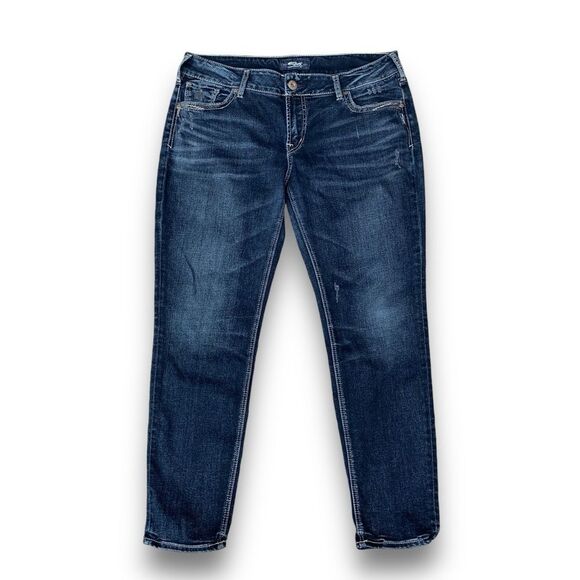 Silver SUKI SKINNY Distressed Destroyed Darker Wash Jeans Women’s W 36 L 29 - Picture 1 of 14